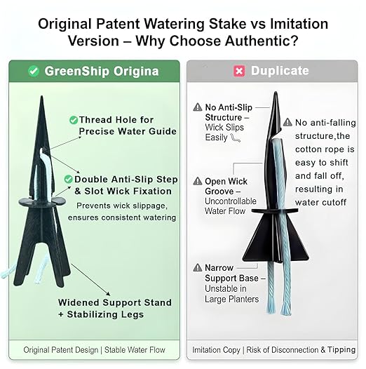 GreenShip 8 Pack Self Watering Planter Insert Watering Spikes, Watering Stakes with Wicking Rope, Plant Spikes for Indoor Outdoor Plants, Vacation Plant Watering Device for Planter Height 12" to 17"