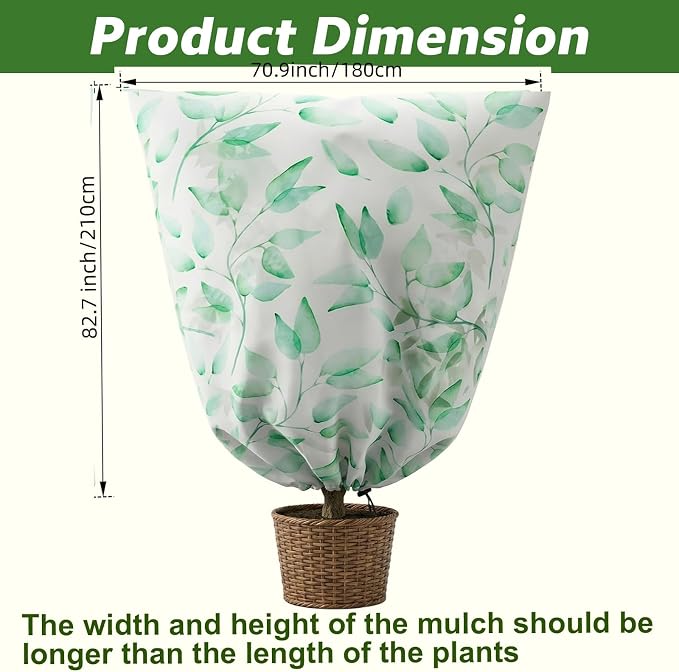2 Pack Plant Covers Freeze Protection Winter Frost Covers with Zipper Drawstring Reusable Frost Cloth for Outdoor Winter Weather Shrubs Trees Jacket (70.9" X 82.7")