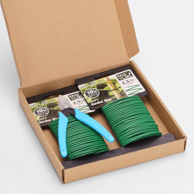 KINGLAKE Green Garden Wire with Pliers - 66 Feet 2.5mm Garden Ties Soft Plant Twist Ties Plant Wire for Climbing Plants Tomatoes Support Vines Vegetables Flowers Indoor & Outdoor Gardening Training
