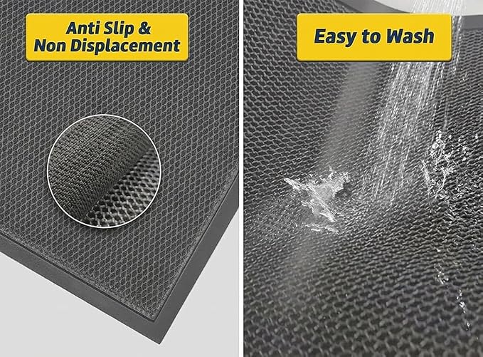 Muddy Mat® Meshy Mat™ Door Mat Heavy-Duty Quick-Dry Floor Mat, Sand & Dirt Trapper for Indoor & Outdoor, Ideal for Entrance, Mudrooms,Patios & Garages,Low-Profile,Non-Slip,Washable– Grey 17"x30"x0.4"