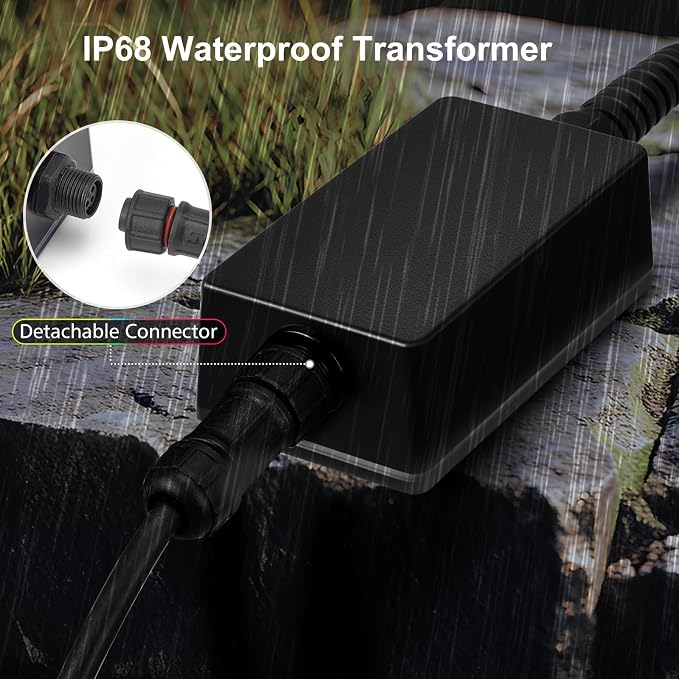 Pond Light with APP, 6W Underwater Pond Lights with 12V Transformer | IP68 Waterproof Submersible LED Fountain Lights with 32FT Cable for Ponds Waterfall Fountain Water Feature, 1 SpotLights