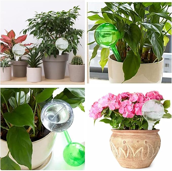 Plant Watering Globes Set of 10, Self Watering Bulbs for Indoor & Outdoor Plants, Plastic Automatic Water System Self-Watering Balls Irrigation Device (Clear, 10 Pack Small)