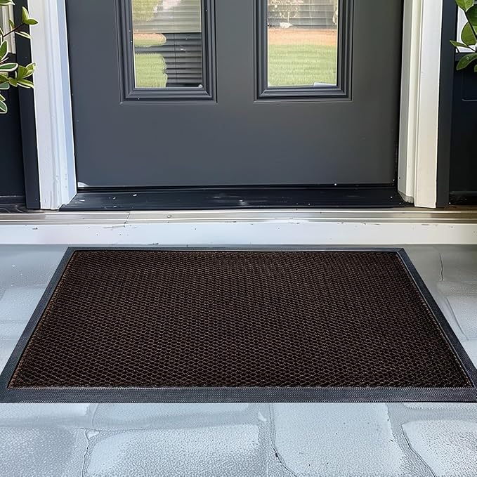 Muddy Mat® Meshy Mat™ Door Mat Heavy-Duty Quick-Dry Floor Mat, Sand & Dirt Trapper for Indoor & Outdoor, Ideal for Entrance, Mudrooms,Patios & Garages,Low-Profile,Non-Slip,Washable– Brown 17"x30"x0.4"