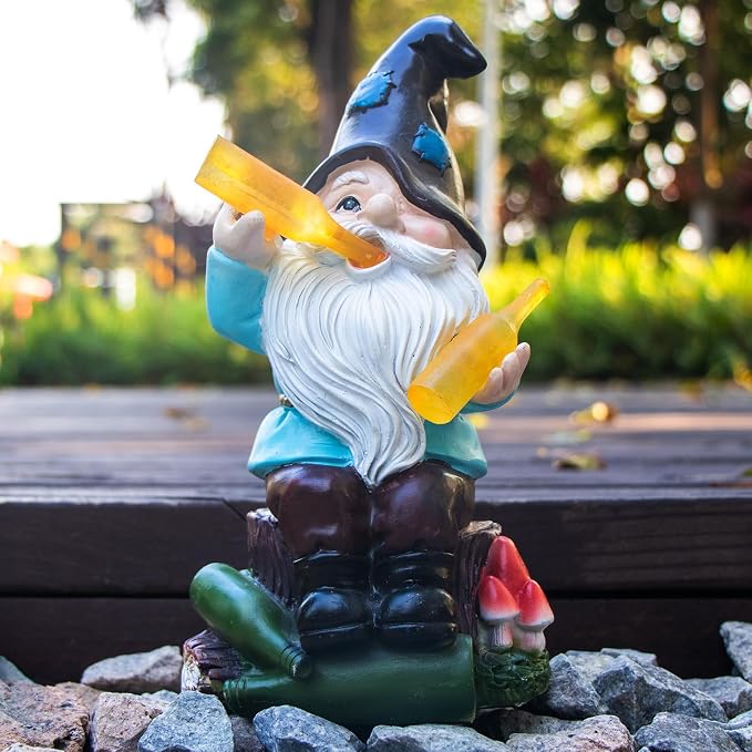 Dad Gifts for Fathers Day,Gnome Garden Decor Statue with Solar Light Lantern,Birthday Gifts for Men Women Mom Grandma,Funny Waterproof Resin Figurine Outdoor Decorations for Yard Patio Lawn Porch