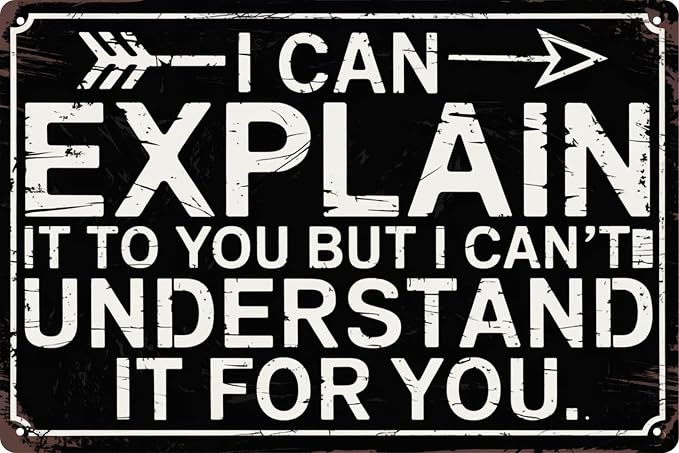 Funny Sarcastic Engineer Office Wall Sign Can Explain It To You But Cant Understand It For You Plaque 8x12 in Metal Sign Room Decor Gift For Friends