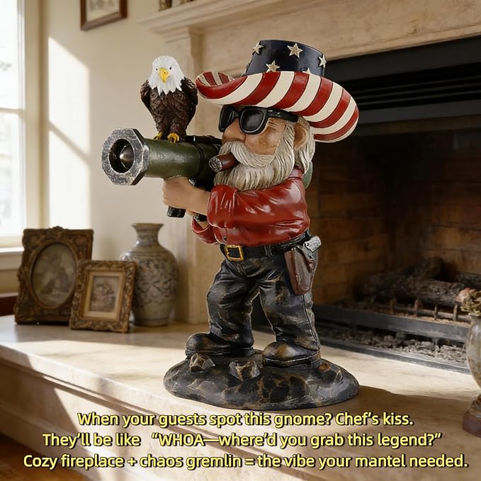 Patriotic Gnomes, Military gnome,gnome,4th of July/Army/Armed Gnomes Fighting, for Men,USA, Military Gifts,Veteran Gifts,Desk Decor for Men,Mens Office Decor 001