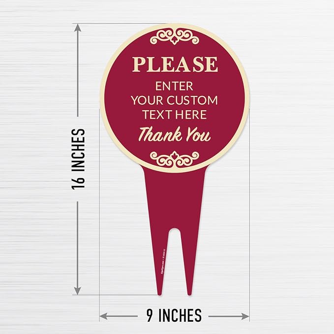 Personalized Aluminum Composite Yard Stake Sign, Custom Inground Round Decor Indoor/Outdoor Sign, 16x9 Inches, ACM, Fade Resistant, Made in USA by Sigo Signs