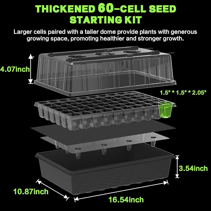 120-Cell Self-Watering Seed Starter Tray with Grow Lights, Upgraded 1–24H Timer, Seed Trays with Humidity Dome, Indoor Gardening System, Starter Kit for Seeds, Plant Germination