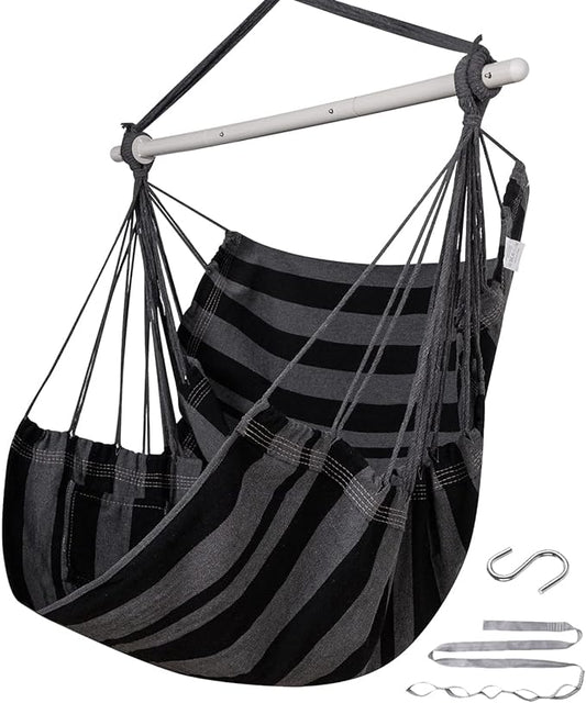 ADVOKAIR Hammock Chair Swing, Heavy-Duty Hanging Rope Swing Seat Supports 500 Lbs, Ideal for Outdoor Patio, Backyard, Porch, Deck & Indoor Bedroom Use