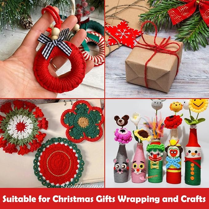 Vivifying Red Twine, 656 Feet 2mm Christmas Twine String for Gift Wrapping, Crafts, Packing and Decoration