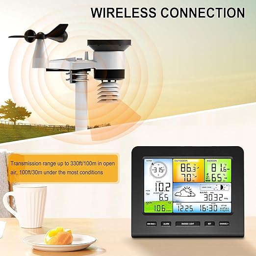 Urageuxy WiFi Weather Station Wireless Indoor Outdoor for Home Garden, Smart Weather Stations with Rain Gauge, Wind Speed/Direction, Moon Phase, Barometer, Temperature/Humidity Alert for Farm