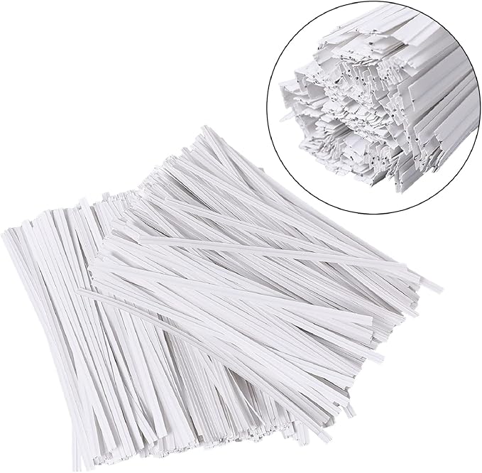 Tangyinrd 1000 Pcs 5" White Twist Ties, Plant Ties Cable Ties Reusable Bread Ties for Party Cello Candy Coffee Treat Bags Cake Pops