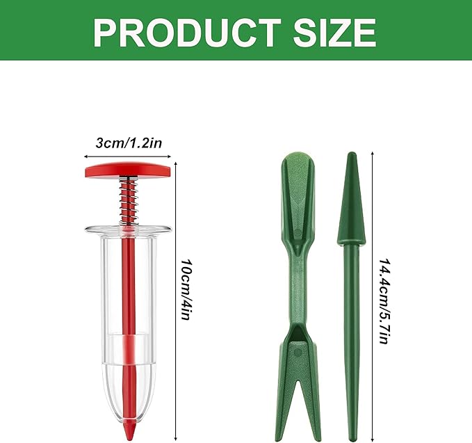 Mini Seed Spreader, 2026 Upgraded Seed Sower Tool Manual Seedlings Dibber and Widger Set, Mini Seed Dispenser for Tiny Seeds (1 Set Coffee)