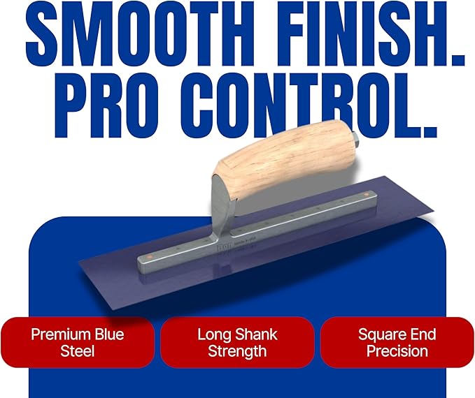 Bon 66-175 Steel City Finish Trowel - Square - Blue Steel - 12 X 3 - Wood