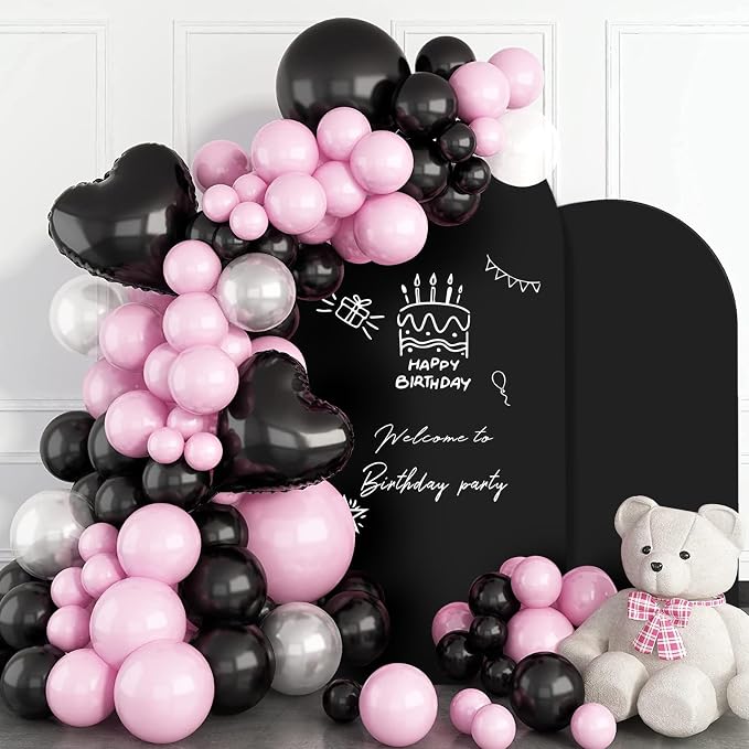 SuuWoee Arch Backdrop Stand Set of 2 With Black Cover (7.2FT+6FT) Gold Metal Wedding Arch Stand Balloon Arched for Birthday Party Baby Shower Graduation Ceremony Decoration