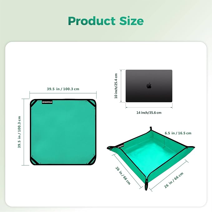 Plant Transplanting Mat - Thickened Waterproof Potting Mat, Succulent Gardening Mat, Portable Repotting Mat for Mess Control (Pe-Green39.5"x39.5")