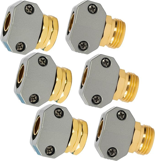 LIULO TOOL Garden Hose Repair Kit, 3 Sets Aluminum Alloy Garden Hose End Mender Kit, Male and Female Garden Water Hose Repair Connector Fittings, Fit 5/8" and 3/4" Garden Hose Connector