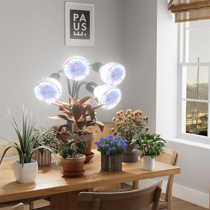 GooingTop Grow Light,24W (160Watts Equiv) 5000K White Full Spectrum LED Growing Lamp Clip on Desk for Indoor Plants,Bulbs Replaceable & Non-dimmable (Black, 320W)