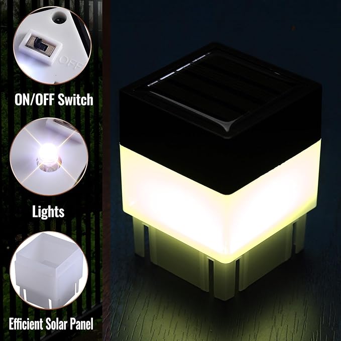 Tujoe Solar Post Cap Lights Fence Post Solar Lights 2in x 2in (5cm x 5cm)(Warm Yellow,35 Pack)