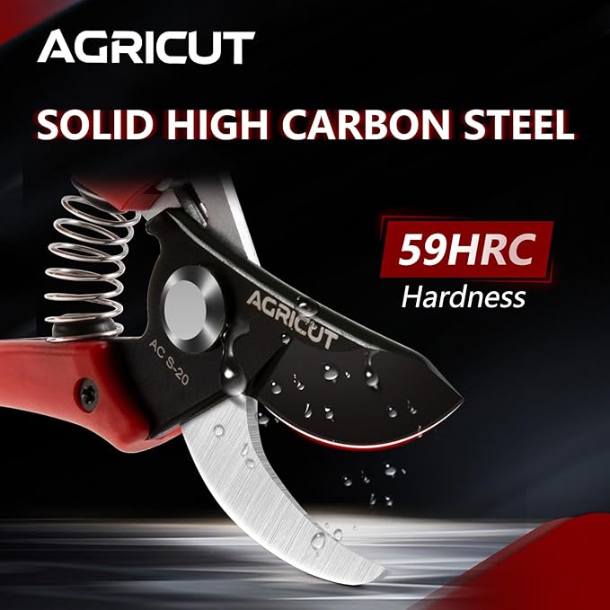 AGRICUT 7" Pruning Shears Heavy Duty Professional, Made of Japanese SK5 Steel Blades, 4/5 Cut Capacity, Bypass Hand Pruners Garden Clippers for Tree Flower Branch Trimming, S20