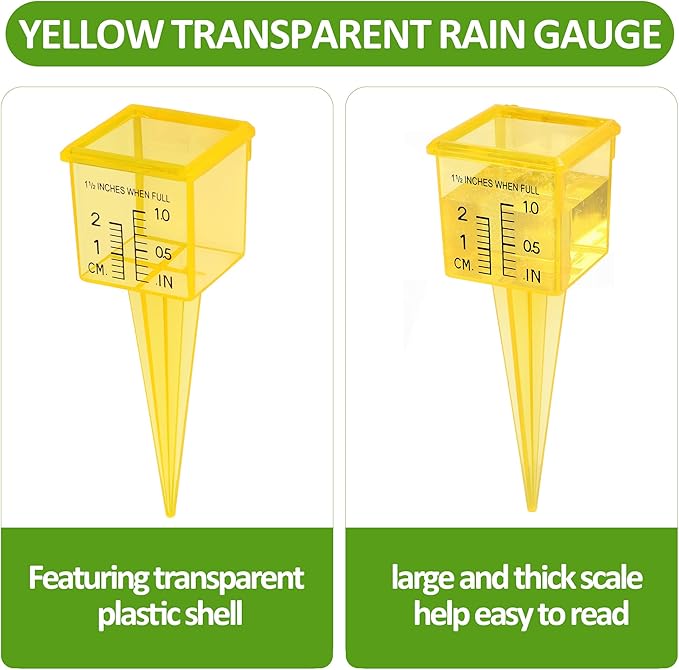 20 Pack Rain Gauge, Outdoor Garden Rain Gauge with Stake, Dual Scale (Inch & CM) Plastic Rain Measure Gauge for Yard Lawn Patio