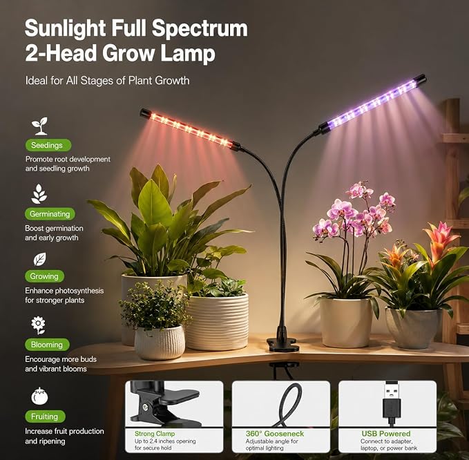 59Pcs Clear Nursery Pots Kits with Grow Light Includes 22 Pack 4'' Seed Starter Pots with Silicone Base & Lids, Clear Plant Pots for Propagation, Seedling Pots Kit with Drainage, Labels, Repotting Mat