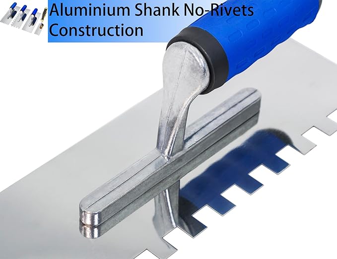 Tile Tools Stainless Steel Square-Notched Trowel Set 3 PC Plus Square-Notched Margin Trowel Masonry Hand Kit for Wall Floor Tiling Installation
