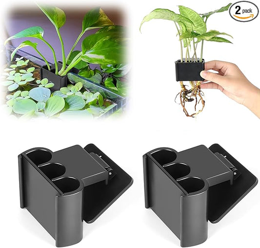 2 Pk Upgraded Aquarium Plant Holder, Hanging Aquarium Plant Holder with Clip, Suitable for Fish Tank Plant Potting, Aquarium Decoration