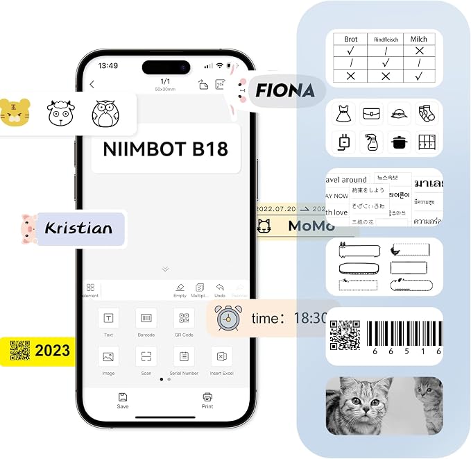 NIIMBOT Thermal Transfer Labels 0.55''x1.97'', for N1(B18) Label Maker, PET Material, Waterproof and High-Temperature Resistance, Long Storage Time, White(14x50mm-125)