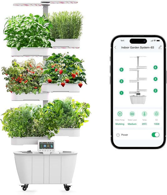 Hydroponics Growing System Kit,48 Pods Large Indoor Hydroponic Herb Garden with Smart LED Grow Light, Auto Circulating Water Pump,24L Water Tank,APP & WiFi Controlled,Gardening Systems for Ideal Gifts