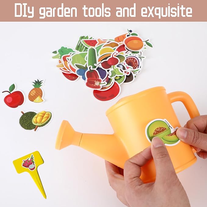 Kids Gardening Set, Kids Gardening Tools with Watering Can, Shovel, Rake, Gloves, Waterproof Apron and Storage Bag, Kids Beach Sand Toys Set for Boys Girls Age 3 4 5 6 7 8