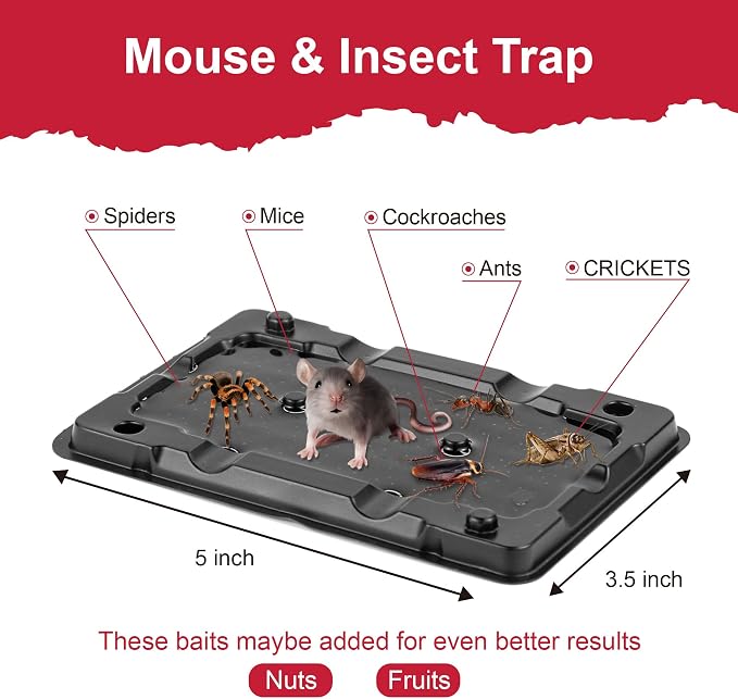 Glue Mouse Traps Indoor for Home -12 Pack Sticky MouseTraps Indoor for Safe Home Pest Control. Pre-Scented, Non-Toxic Glue Boards for Mice, Mouse & & Insects. Easy to Use