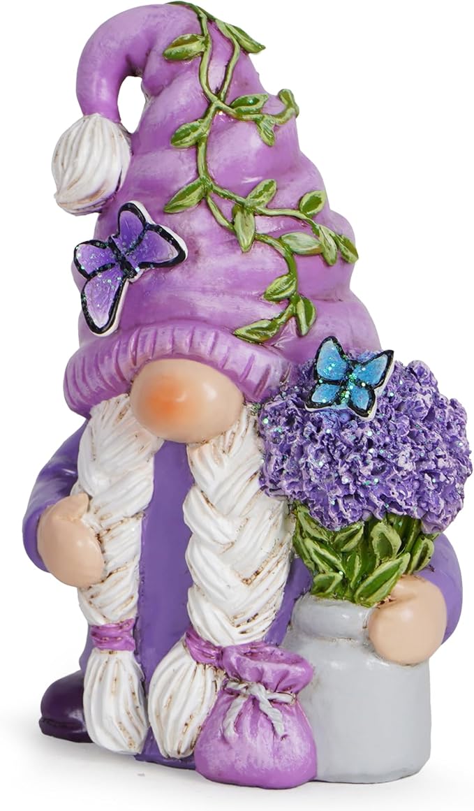 Hodao Lavender Dream Gnome - Purple Fragrance Wonderland Journey Spring Swedish Tomte Elf Dwarf Figurines Summer Gnome Indoor Home Decor Gift (Lavender Gnome 2)