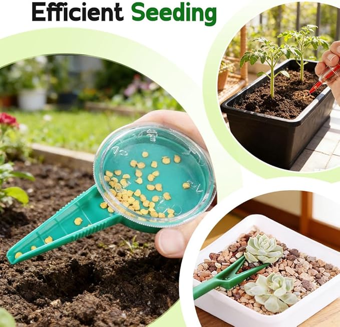 Mini Seed Spreader, 2026 New Seed Planter Tool Manual Seedlings Dibber and Widger Set, Sowing Seed Dispenser with 5 Speeds for Tiny Seeds (Yellow,6Pcs)