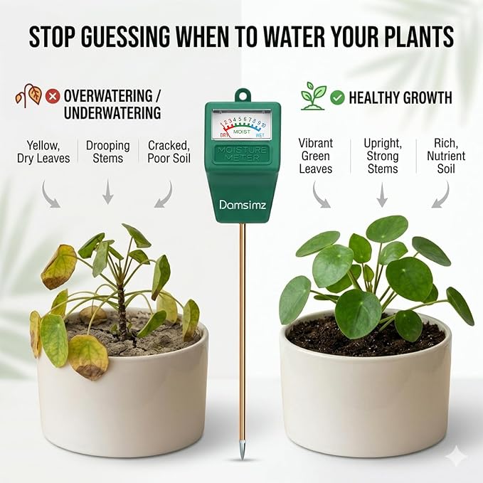 2 Packs Soil Moisture Meter for House Plants, Plant Water Meter, Plant Moisture Meter Soil Tester, Hydrometer for Plants Care, Gardening, Indoor and Outdoor Plants, No Battery Needed | Instant moisture readings help prevent over & under watering. No ba...