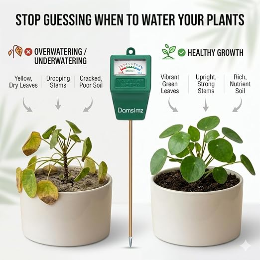 Soil Moisture Meter, Plant Moisture Meter, Plant Water Meter Hydrometer for Plants Care, Gardening, Farming, Indoor and Outdoor Plants, No Battery Needed