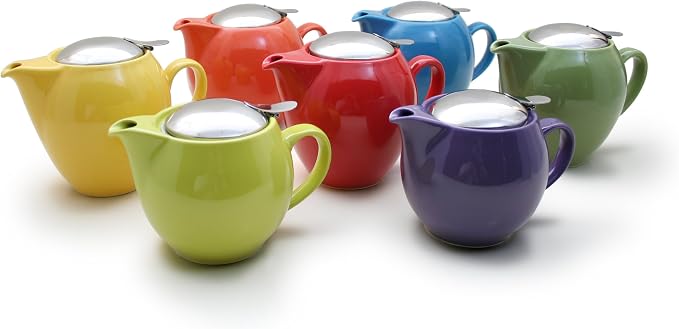 Zero Japan Bee House Round Teapot For One, 15 Oz - Ceramic Tea Pot with Stainless Steel Lid and Infuser, Smooth-Pour Spout, Diswasher and Microwave Safe Tea Pots (Artichoke)