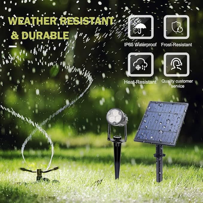 APONUO Metal Outdoor Solar Landscape Lights, Waterproof Spotlight 6-in-1 for Yard Landscape Lighting, Auto On/Off for Pathway, Driveway, Patio, Warm White
