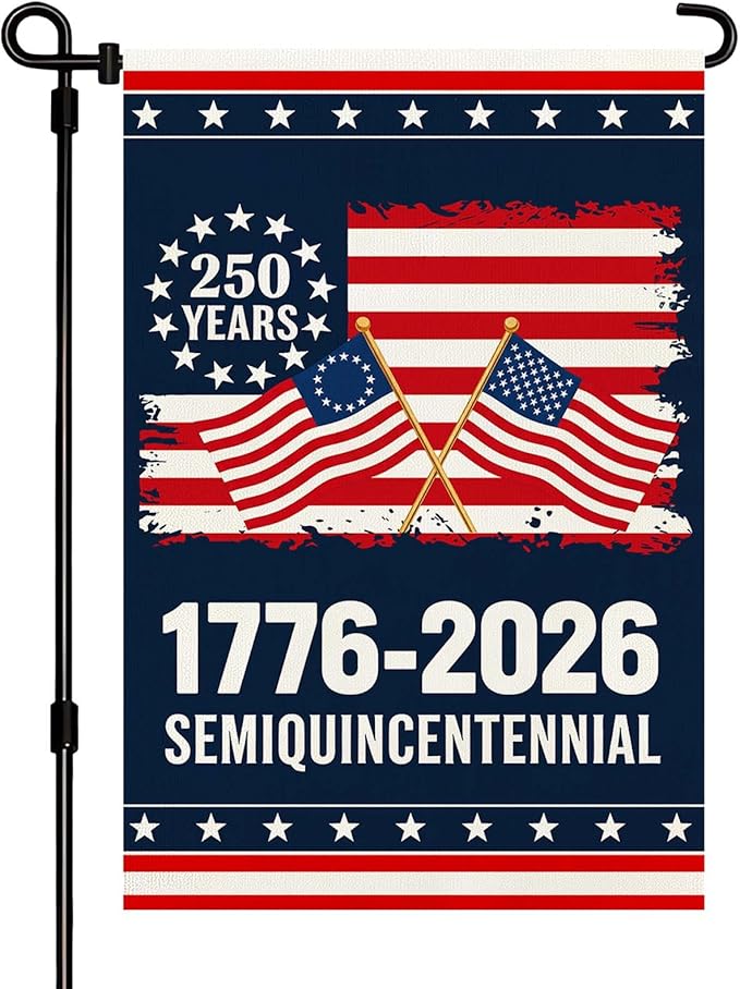 250 Anniversary USA Garden Flag, Double Sided Waterproof Patriotic American Flag 1776-2026, Outdoor Yard Decor 12x18