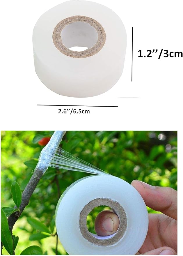 1.2inch Grafting Tape for Floral Fruit Trees Stretchable Garden Grafting Tape Plants Repair Tapes Poly Budding Tape Seedling Graft (White+Green)