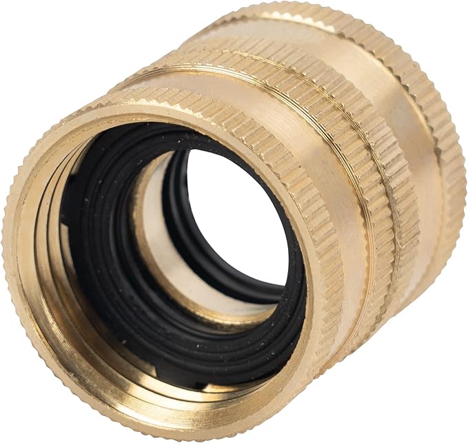 Hourleey Garden Hose Adapter, 3/4 Inch Solid Brass Hose Connectors, 2 Pack Hose Connector with 2 Extra Washers (Female to Female)