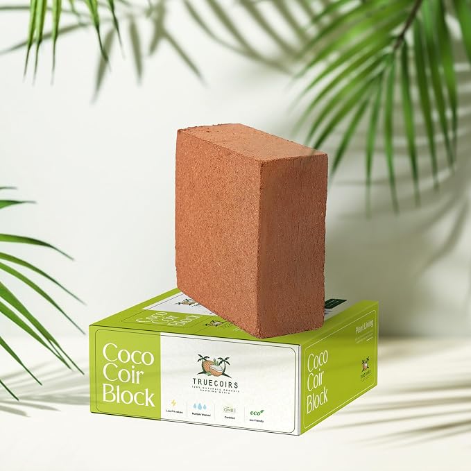 10 LB Premium Organic Coco Coir Compressed Natural Brick with Low EC and PH Balance - High Expansion for Indoor and Outdoor Potting Soil, Renewable Coco Soil for Gardening