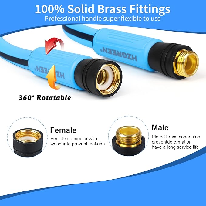 Garden Hose 5/8" x100FT,Heavy Duty 450B.P Water Hose Lawn & Garden Watering Equipment 3/4" Solid Brass Fittings