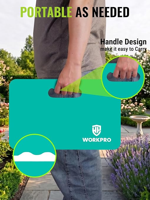 WORKPRO Extra Thick Kneeling Pad, 2-Pack, Soft Foam Cushioning for Knee, Large Foam Kneeler Mat for Gardening, Bathing Baby, Workout Supplies, 17.5 x 11 x 1.5 in, Robin's egg Blue