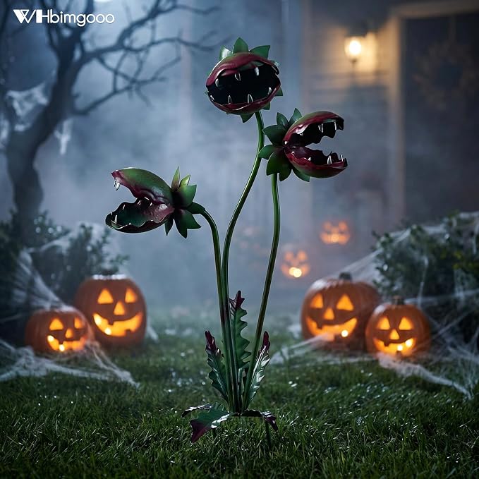 Metal Outdoor Plants - Venus Flytrap Garden Stakes Decorative, 25 Inch Carnivorous Metal Flowers Yard Art Garden Decorations for Outdoor Lawn Porch Pathway