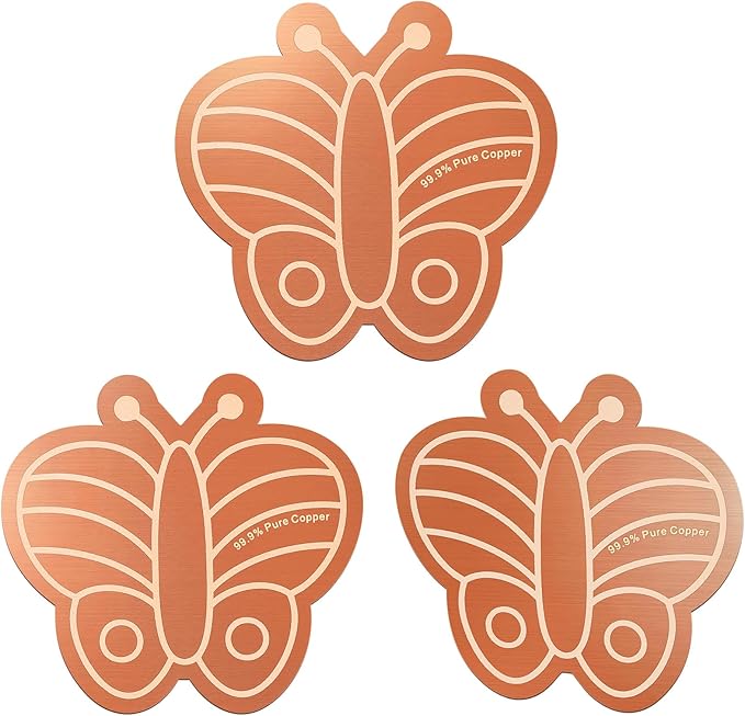 3Pcs Bird Bath Copper Purification Disk 99.99% Pure Copper Water Cleaning Discs 0.6mm Physical Clean Water for All-Season Universal Natural Fit for Outdoor Birdbaths, Bowls, Garden Fountain(Butterfly)
