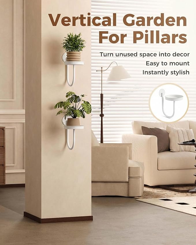 Leaf&lull Wall Planter Hanging Planters for Indoor Plants with Grow Lights Plant Hanger Wall Mount Hanging Decor 2 Pack White
