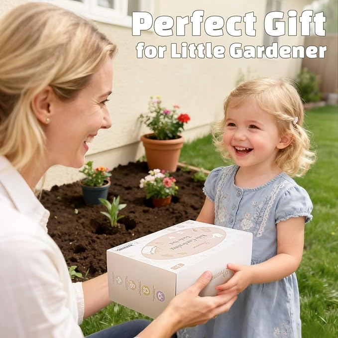 Kids Gardening Set, Gardening Tools Kit for Kids Toddler, Includes Tote Bag, Apron, Gloves, Watering Can, Shovel, Rake, Cultivator, Garden Tool Set Outdoor Toys Gifts for Boys Girls