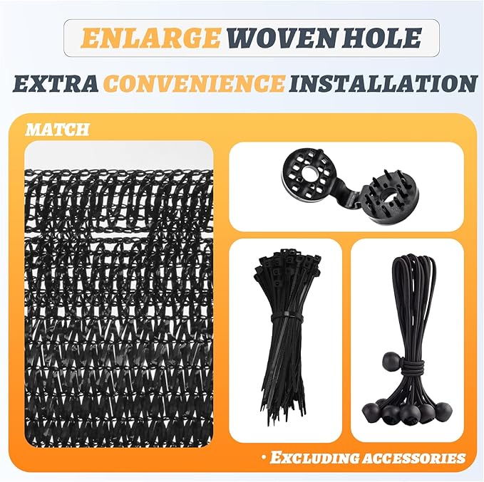 Cool Area 70% 6.5x6.5ft Sunblock Shade Cloth Cover Mesh UV Resistant Net for Garden Flower Plant Greenhouse, Black