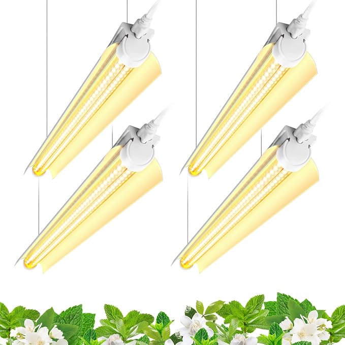 Barrina Grow Light Bulb, 96W(4 x 24W), Full Spectrum 2FT LED Grow Light, V-Shape T8 LED Grow Light Strips, Plant Lights for Indoor Plants, 4-Pack